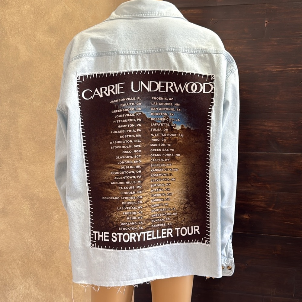 Upcycled Carrie Underwood Tour Denim Shacket Large